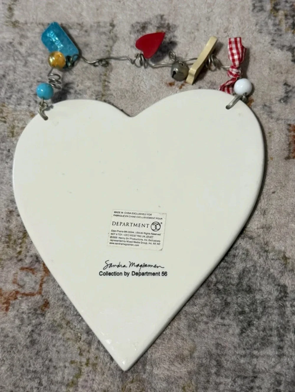 Vintage 2005 Sandra Magsamen Department 56 Ceramic Poodle Heart Plaque Sign